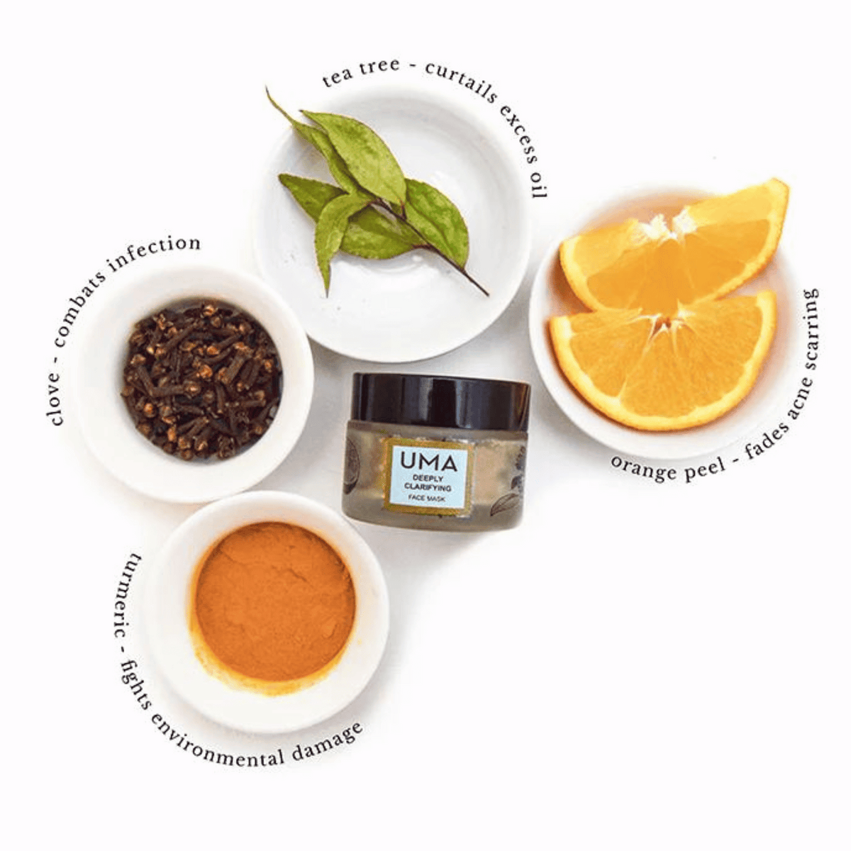 uma clarifying face mask with ingredients