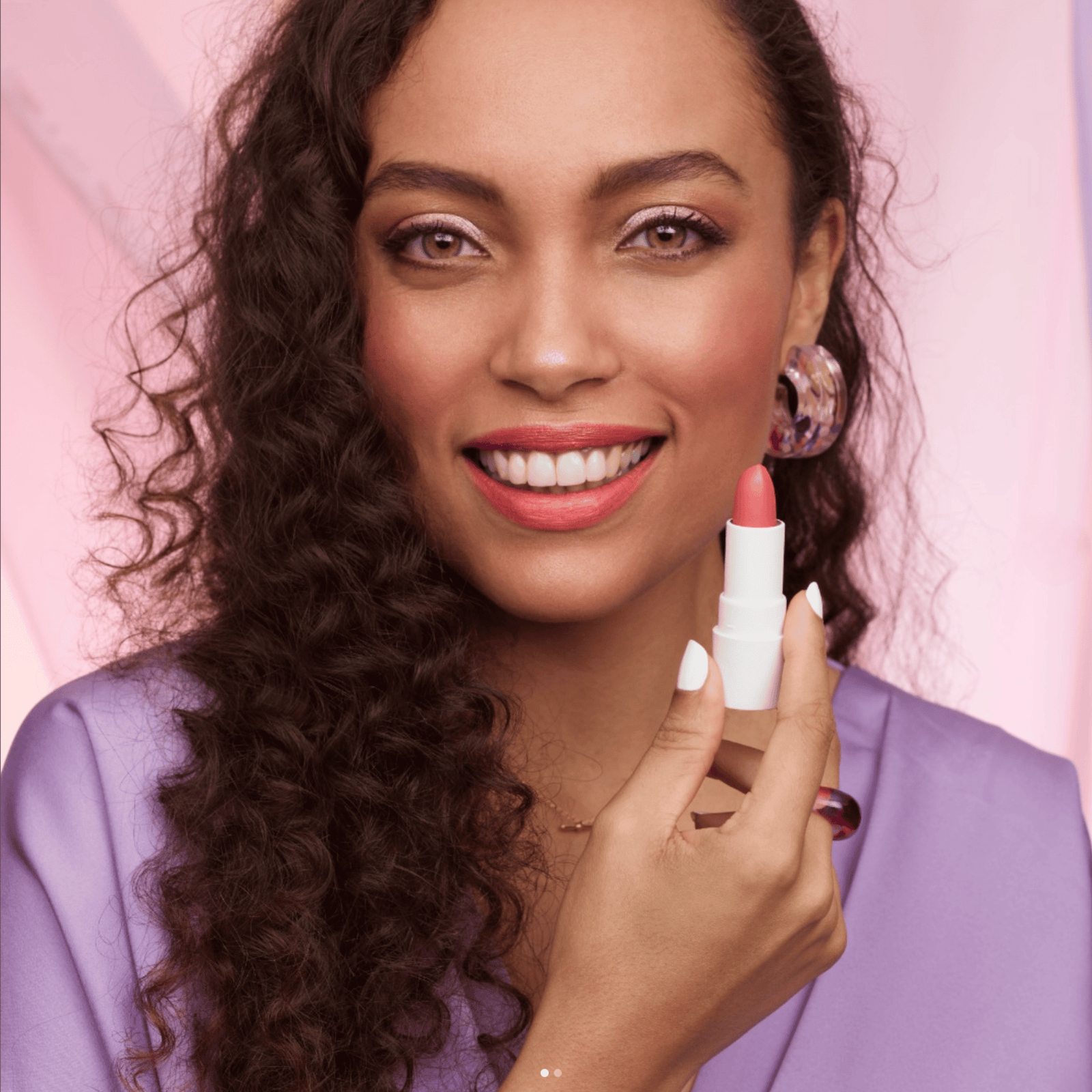 couleur caramel lipstick on a pretty woman