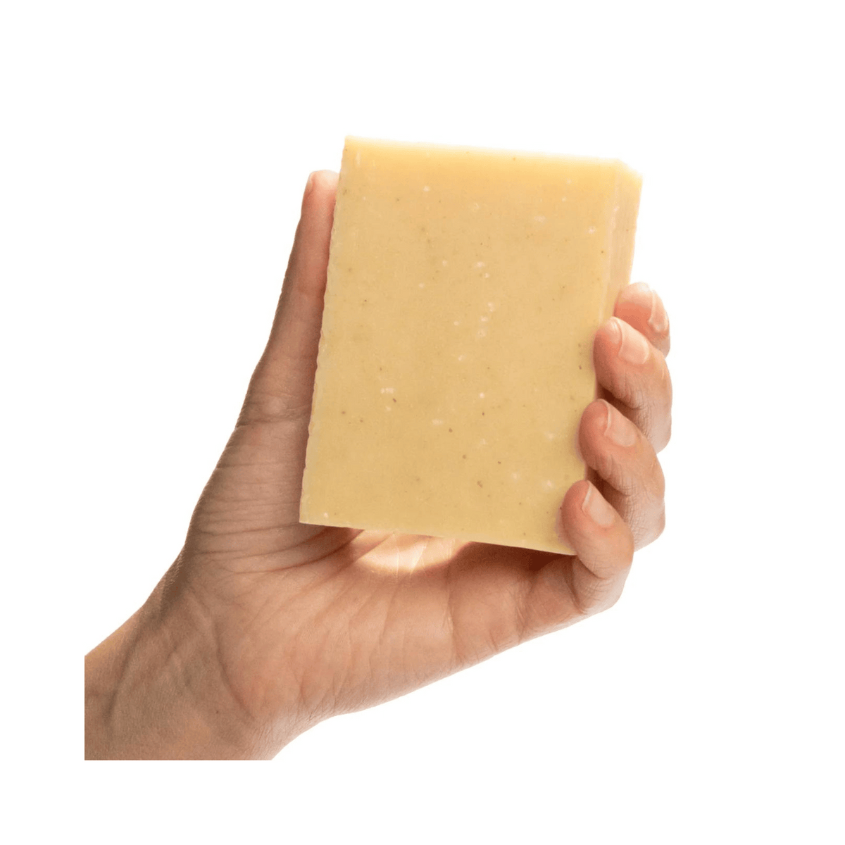 bar soap in hand