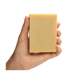 bar soap in hand