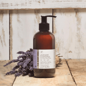lavender plant with body lotion