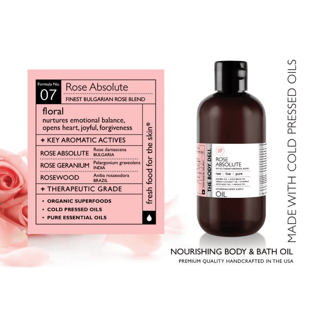 body deli rose oil benefits card
