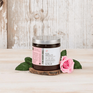 scrub on tray with a rose